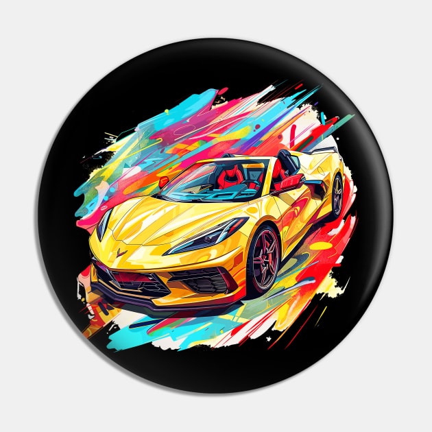 Accelerate Yellow HTC C8 Corvette Supercar Racecar Muscle Car Yellow Hardtop convertible Color Splash Corvette C8 Pin by Tees 4 Thee