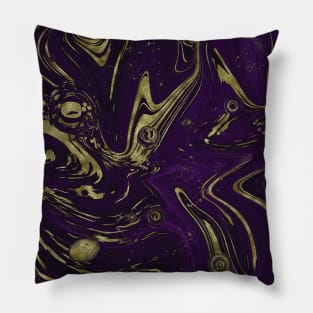 Gold Faux Glitter & Violet Purple Marble Abstract Art Pillow