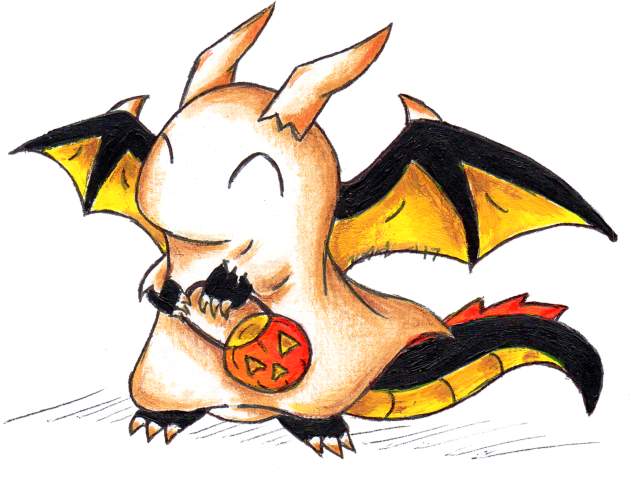 Trick or Treat Dragon Kids T-Shirt by KristenOKeefeArt