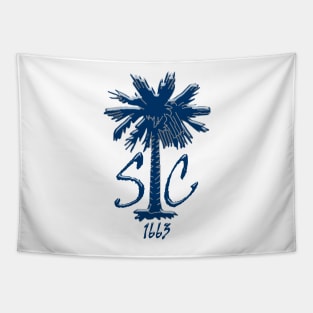 Blue Chrome SC Palm Tapestry