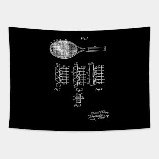 Tennis Racket Vintage Patent Drawing Tapestry