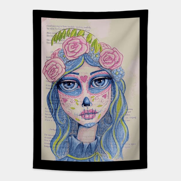 Sugar Skull Girl 1 of 3 Tapestry by LittleMissTyne