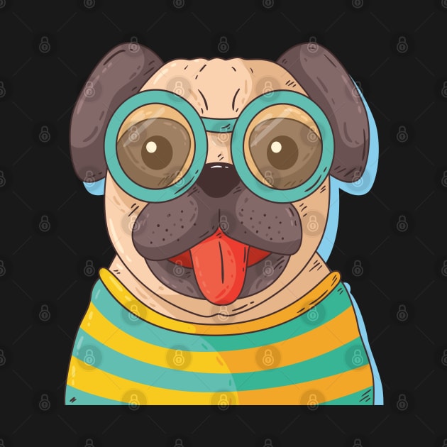 Pug With Glasses by Mako Design 