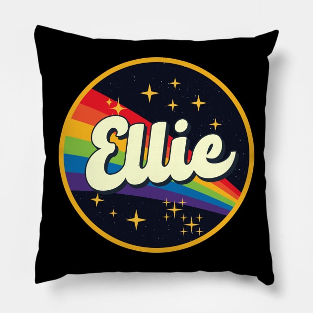 Ellie // Rainbow In Space Vintage Style Pillow by LMW Art