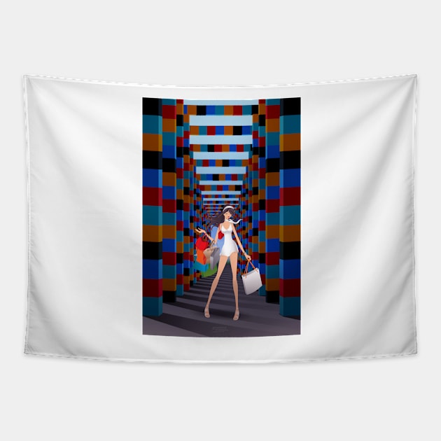 Shopping girl in Polanco Tapestry by LEGADOVISUAL