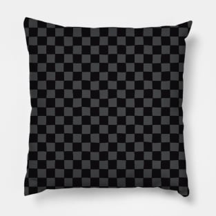 Wonky Checkerboard, Black and Grey Pillow