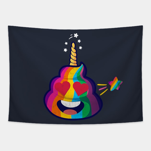 Cute & Magical Rainbow Unicorn Poop Emoji - Birthday Gift Tapestry by Adamita