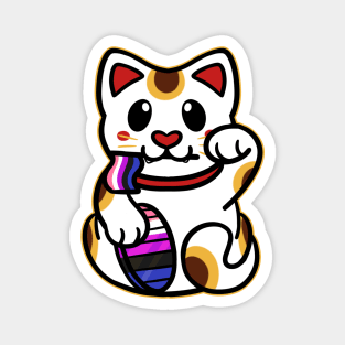 LGBTQ+ Pride Lucky Cat - Genderfluid Magnet