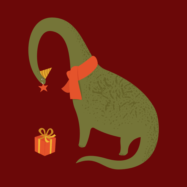 Christmas Brontosaurus by RainbowAndJackson