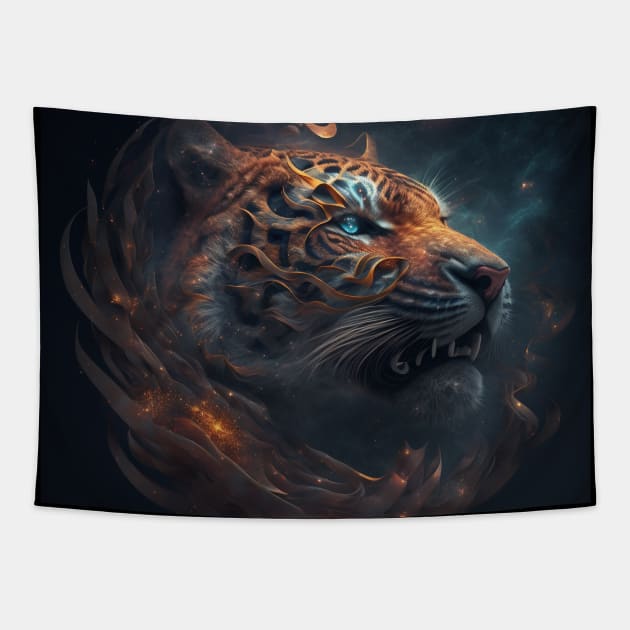 Tiger in Space with unique Design Tapestry by HappysSpace