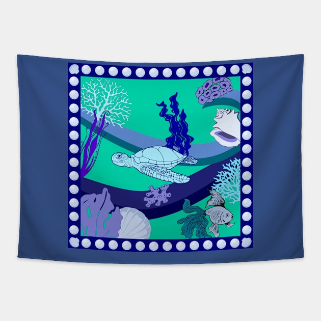 Underwater world Tapestry by ElleNico Art & Design