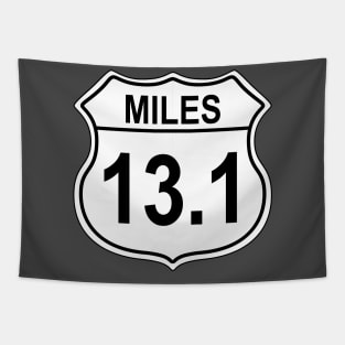 13.1 Mile Half Marathon US Highway Sign Tapestry