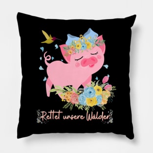 Schwein Vogel Wald Retten Prinzessin Blumen Süß Pillow