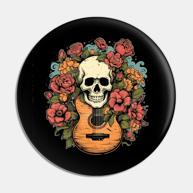 Skull Flowers and a Guitar Pin by TOKEBI