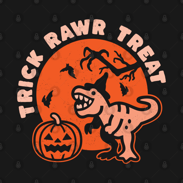 Trick Rawr Treat Witch Halloween Dinosaur T-Rex Funny Kids by OrangeMonkeyArt