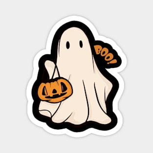 Adorable Hand-Drawn Ghost, Happy Halloween. Magnet