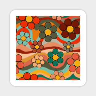 Retro Flower Power Magnet