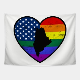 Maine United States Gay Pride Flag Heart Tapestry