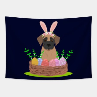 Great Dane Puppy with Bunny Ears and Easter Basket with Eggs Tapestry