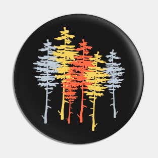 Red, Yellow, Blue Pine Tree Silhouettes Pin