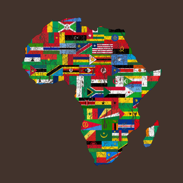 Vintage Africa Map with Flags - Africa Map - Tapestry  TeePublic