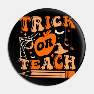 Groovy Halloween Trick Or Teach Ghost Teacher Student Pin