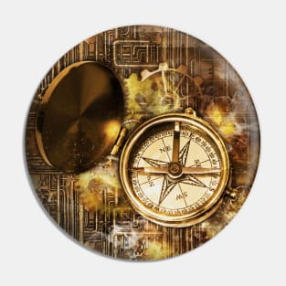 Compass steampunk Pin