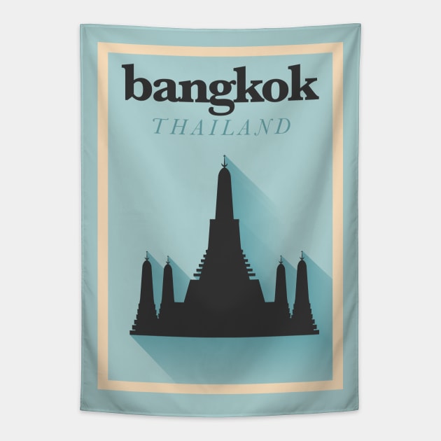 Bangkok Poster Design Tapestry by kursatunsal