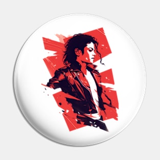 Pop King in a Leather Jacket - Red Backdrop - Pop Music Pin