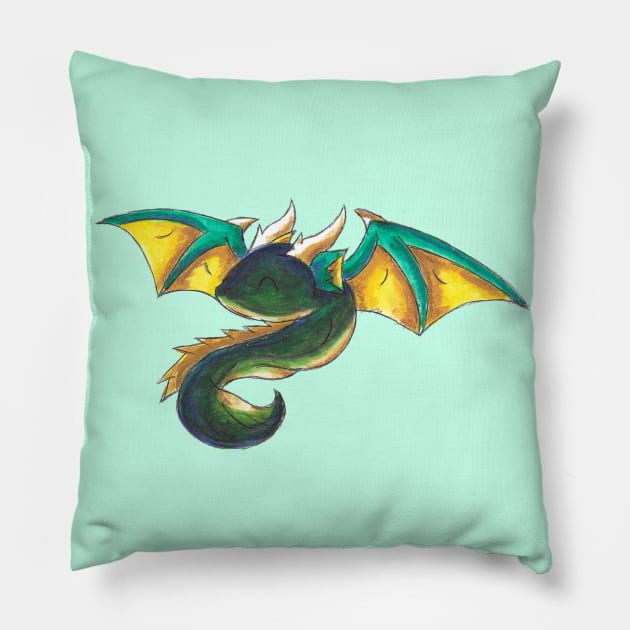 Tiny Little Western Dragon Pillow by KristenOKeefeArt