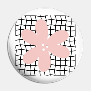 Abstract Flower on Grid - Pastel blush pink Pin