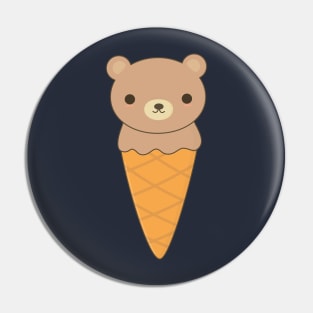 Kawaii Brown Bear Ice Cream T-Shirt Pin