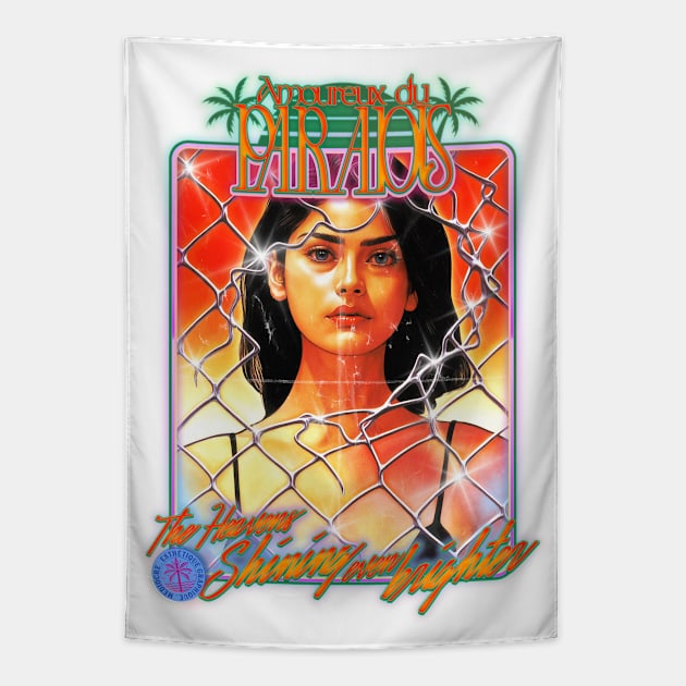 Paradise Shining Brighter 80s Aesthetic Retro Tapestry by PUBLIC BURNING