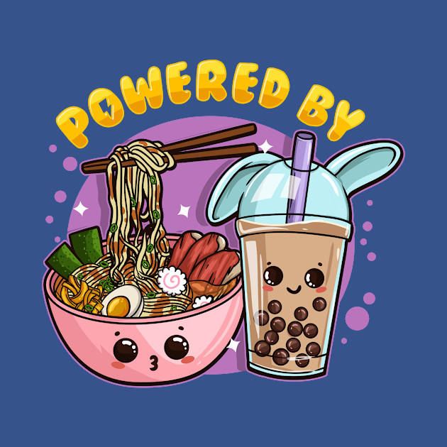 Powered by Ramen and Bubble Tea - Anime T-Shirt - Bubble Tea - T-Shirt