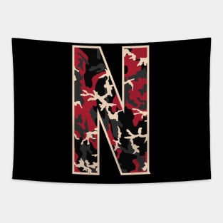 Initial Capital Letter N Camo Alphabet Gift Women Men Kids Tapestry