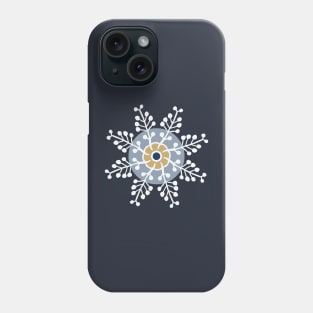 White snowflakes on prussian blue seamless repeat pattern Phone Case