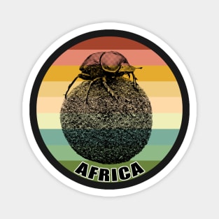 Dung Beetle on top of Dung Ball against Vintage Retro Africa Sunset Magnet