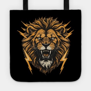 Powerful Roaring Lion Digital Art Tote