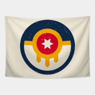 Retro Tulsa Oklahoma City Flag // Vintage Tulsa OK Grunge Emblem Tapestry