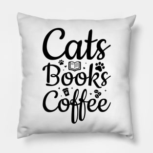 Cats Books Coffe  T-Shirt Pillow