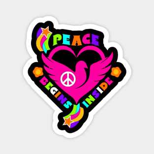 Peace Begins Inside Dove Heart Magnet