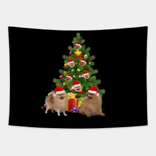 Pomeranian dog Christmas Tree T-Shirt Tapestry
