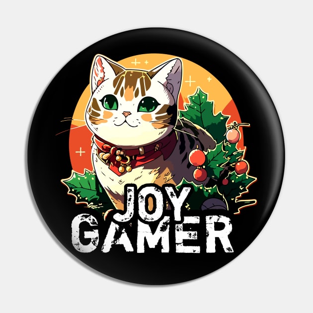 Kawaii Gamer Christmas Cat Pin by MaystarUniverse