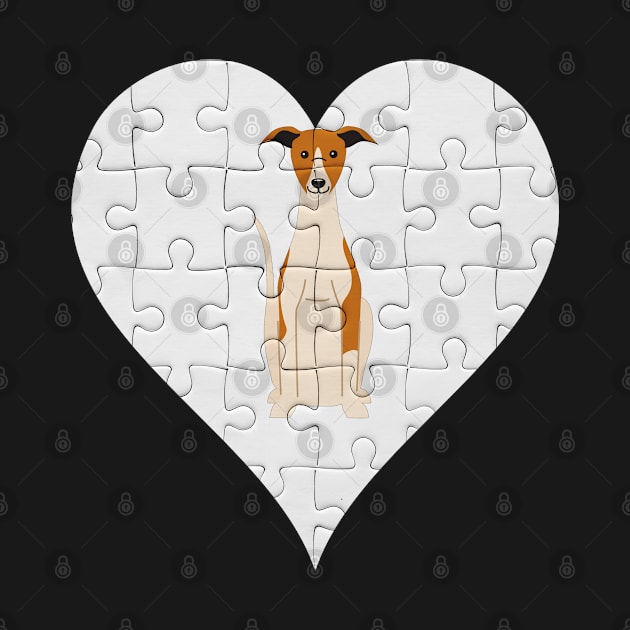 Whippet Heart Jigsaw Pieces Design - Gift for Whippet Lovers by HarrietsDogGifts