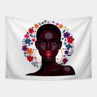 Afrocentric Woman Flowers Tapestry