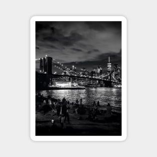 Manhattan Skyline & Brooklyn Bridge by Night - New York City Magnet