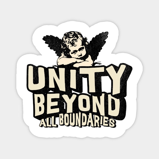 Unity Beyond All Boundaries Design: Inspirational Message with Artistic Child Portrait Magnet by Designed By Marty