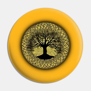 Tree of Life Circle Yellow Pin