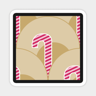 seamless scallop pattern with pink and sand candy canes Magnet