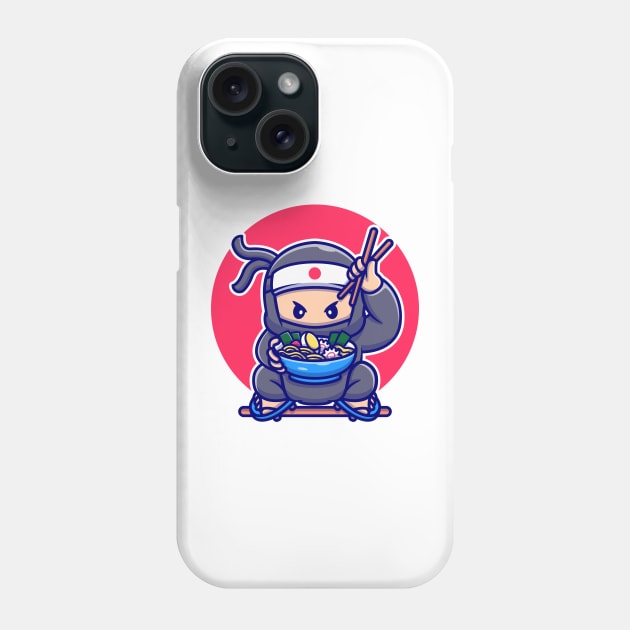 Cute Ninja Eating Ramen Phone Case by Catalyst Labs